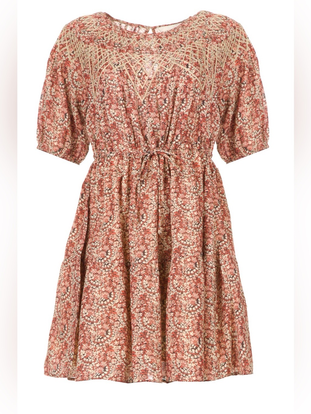 ba&sh Iris Floral Mini Dress Embroidered Neckline size small 1
